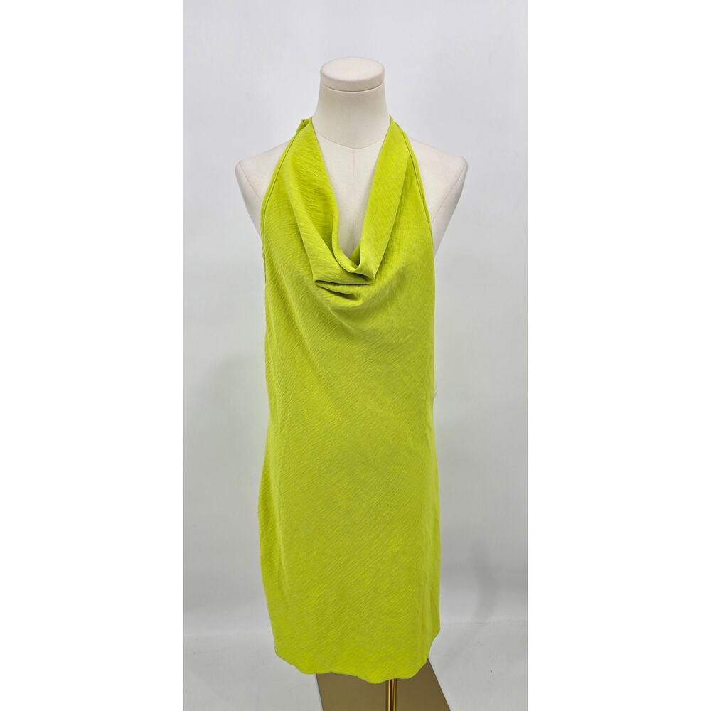 See You Monday y2k night club‎ baddie Lime Green Halter Cowl Neck Mini Dress
